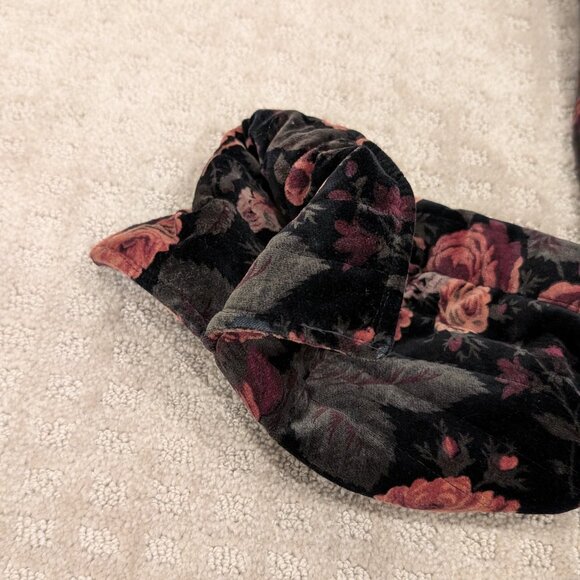 Floral velvet rose quilted toggle coat with pockets - Women's sz M - Picture 7 of 11